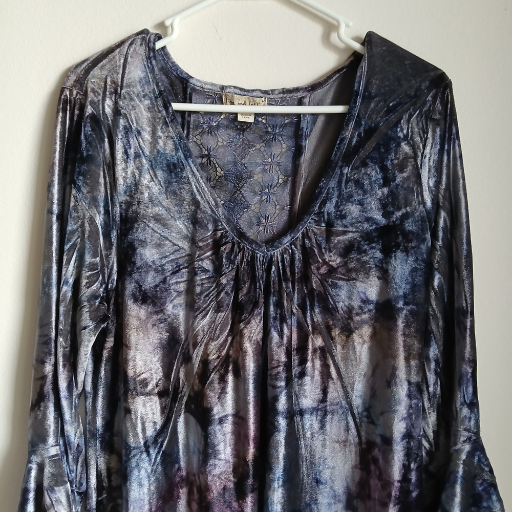 Live and Let Live Top Velour Size Large Whimsigoth Artsy Boho - Picture 11 of 14